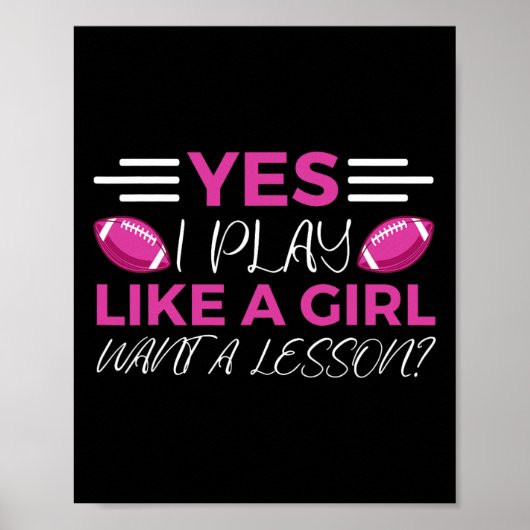 Funny Flag Football Girl Poster (Voorkant)