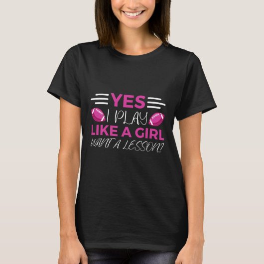 Funny Flag Football Girl T-shirt (Voorkant)
