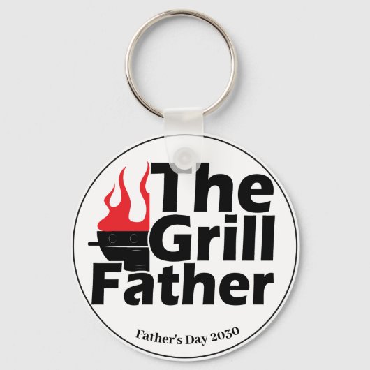 Funny Flames Vaderdag Year Grillfather Sleutelhanger (Voorkant)