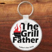 Funny Flames Vaderdag Year Grillfather Sleutelhanger (Voorkant)