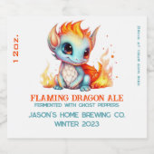 Funny Flaming Baby Dragon Home Brew Beer Bier Etiket (Enkel label)