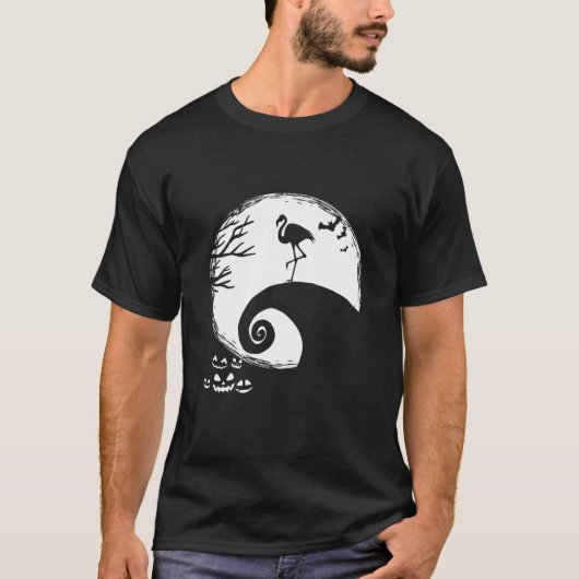 Funny Flamingo and Moon Halloween Costume T-shirt (Voorkant)