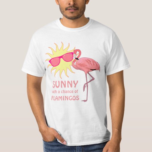 Funny Flamingo Beach Weather Forecast T-shirt (Voorkant)
