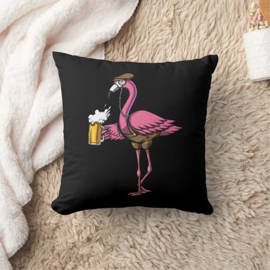 Funny Flamingo Bird Drink Beer Party Kussen (Deken)