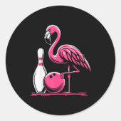 Funny Flamingo Bowling N Bowl Bowler  Ronde Sticker (Voorkant)