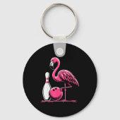 Funny Flamingo Bowling N Bowl Bowler  Sleutelhanger (Voorkant)