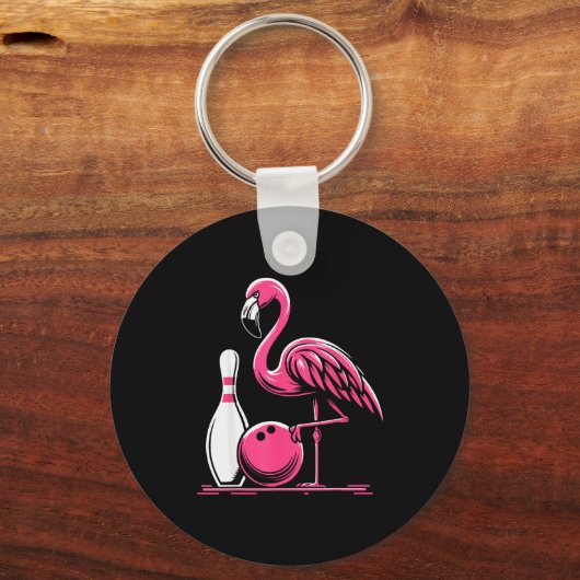 Funny Flamingo Bowling N Bowl Bowler  Sleutelhanger (Voorkant)