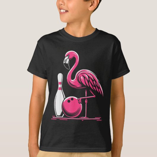 Funny Flamingo Bowling N Bowl Bowler  T-shirt (Voorkant)