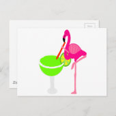 Funny Flamingo Drink een Margarita Briefkaart (Voorkant / Achterkant)