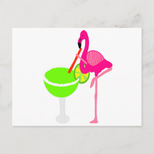 Funny Flamingo Drink een Margarita Briefkaart