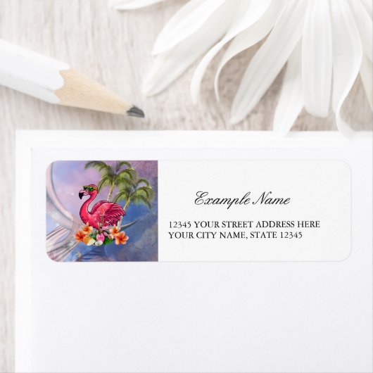Funny flamingo etiket (Insitu)