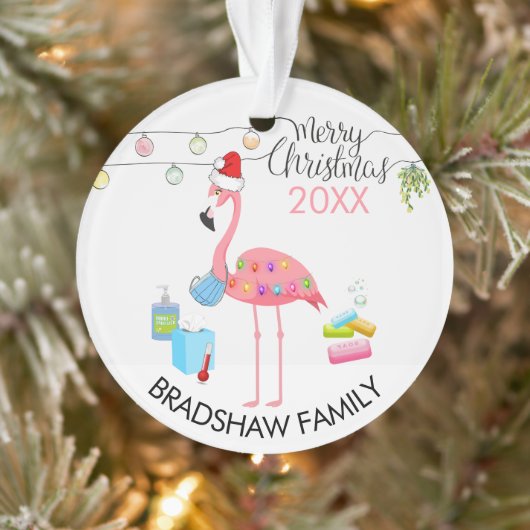 Funny Flamingo Family 2020 Covid kerstboom Ornament (Boom)