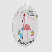 Funny Flamingo Family 2020 Covid kerstboom Ornament (voorkant)