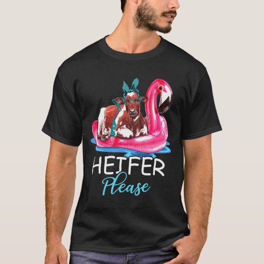 Funny Flamingo Float Bandana Koe Verre T-shirt (Voorkant)