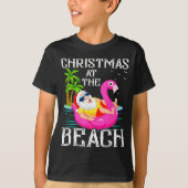 Funny Flamingo Float Santa Claus Christmas At The T-shirt (Voorkant)