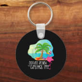 Funny Flamingo Flocking Around The Christmas Tree  Sleutelhanger (Voorkant)