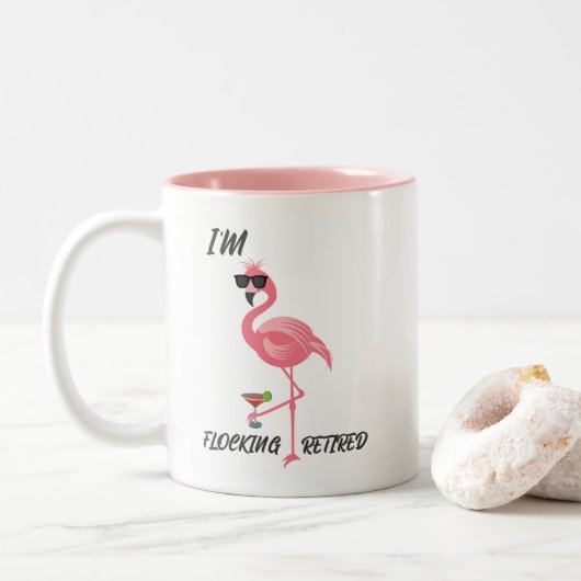 Funny Flamingo Flocking ReDED Gift Coffee Mok (Met donut)