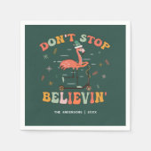 Funny Flamingo | Gepersonaliseerde kerstvakantie Servet (Voorkant)