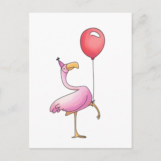 Funny Flamingo Happy Birthday – Cute Pink Bird Briefkaart (Voorkant)