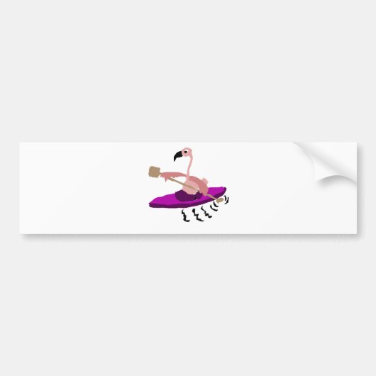 Funny Flamingo Kayaking Bumpersticker (Voorkant)