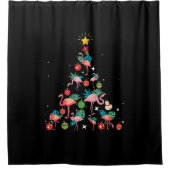 Funny Flamingo kerstboom Douchegordijn (Voorkant)