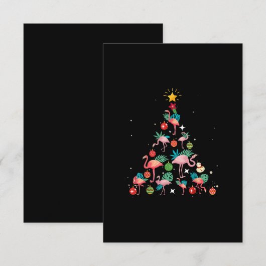 Funny Flamingo kerstboom Informatiekaartje (Voorkant / Achterkant)