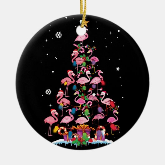 Funny Flamingo kerstboom Keramisch Ornament (Voorkant)