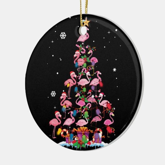 Funny Flamingo kerstboom Keramisch Ornament (Links)