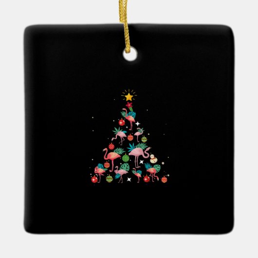 Funny Flamingo kerstboom Keramisch Ornament (Voorkant)