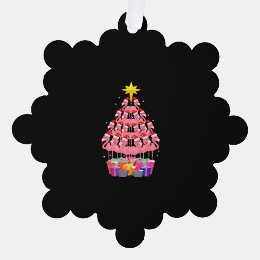 Funny Flamingo kerstboom Ornament Kaart (Voorkant)