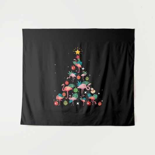 Funny Flamingo kerstboom Wandkleed (Voorkant (horizontaal))