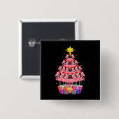 Funny Flamingo kerstboomGift T-shirt Vierkante Button 5,1 Cm (Voorkant /achterkant)