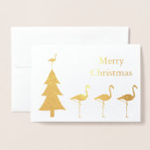 Funny Flamingo Kerstmis Folie Kaarten (Voorkant met envelop)