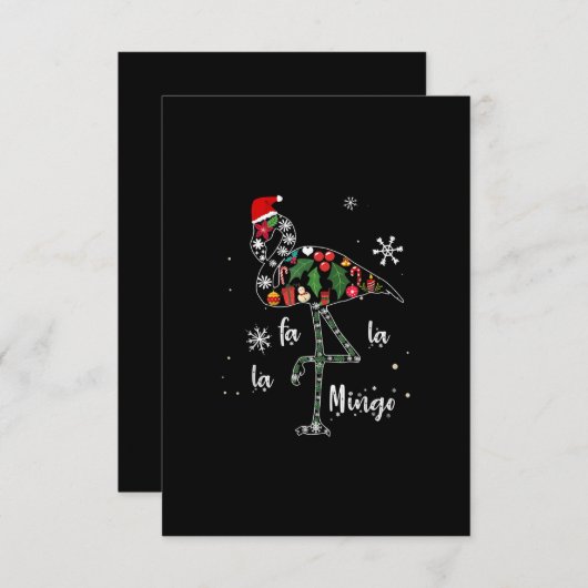 Funny Flamingo Kerstmis Informatiekaartje (Voorkant / Achterkant)