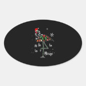 Funny Flamingo Kerstmis Ovale Sticker (Voorkant)