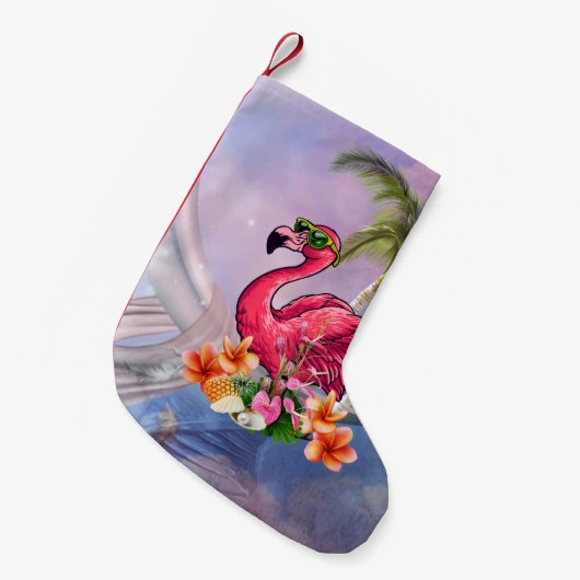 Funny flamingo kleine kerstsok (Voorkant (Hangend))