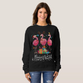Funny Flamingo Lights Santa Hat Sweater Xmas Tree (Voorkant volledig)