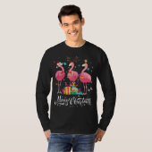 Funny Flamingo Lights Santa Hat Sweater Xmas Tree T-shirt (Voorkant volledig)