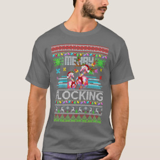 Funny Flamingo Lights Ugly Sweater Kerstanimma T-shirt