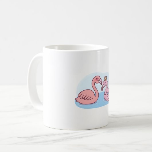 Funny Flamingo Loves Pink Flamingo Pool Float Koffiemok (Voorkant links)