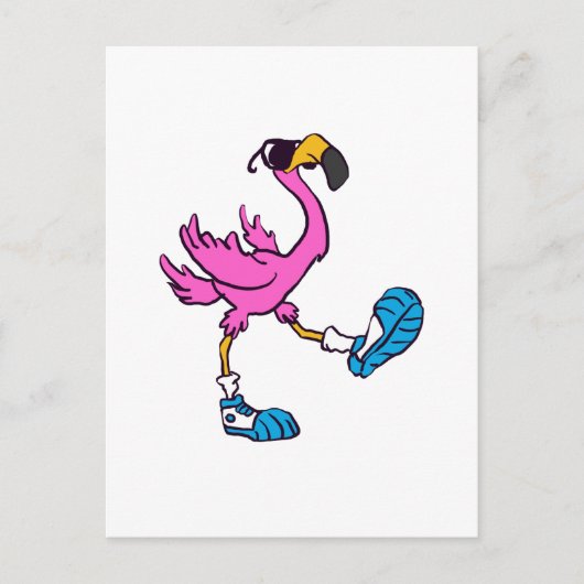 Funny Flamingo met zonnebrillen | Achterkleur kiez Briefkaart (Voorkant)