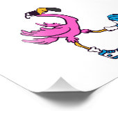 Funny Flamingo met zonnebrillen | Achterkleur kiez Foto Afdruk (Hoek)