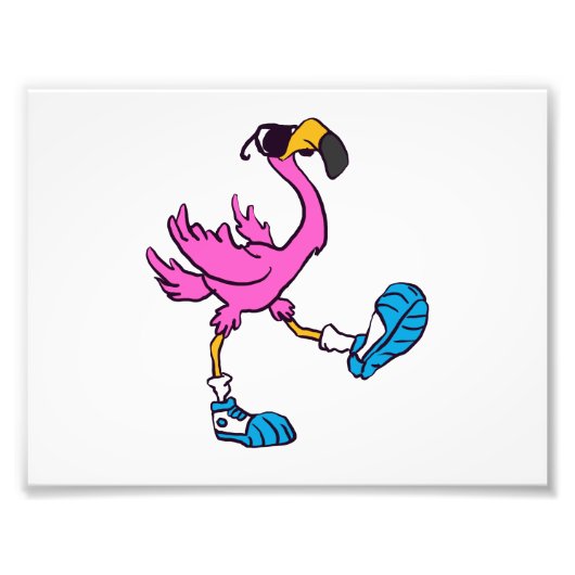 Funny Flamingo met zonnebrillen | Achterkleur kiez Foto Afdruk (Voorkant)