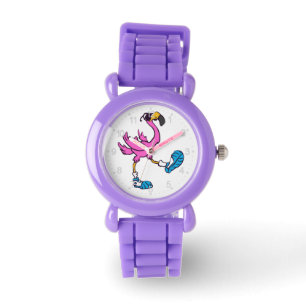 Funny Flamingo met zonnebrillen   Achterkleur kiez Horloge