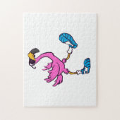 Funny Flamingo met zonnebrillen | Achterkleur kiez Legpuzzel (Verticaal)