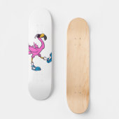 Funny Flamingo met zonnebrillen | Achterkleur kiez Persoonlijk Skateboard (Voorkant)
