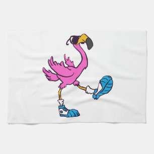 Funny Flamingo met zonnebrillen Achterkleur kiez Theedoek