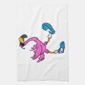 Funny Flamingo met zonnebrillen | Achterkleur kiez Theedoek (Verticaal)