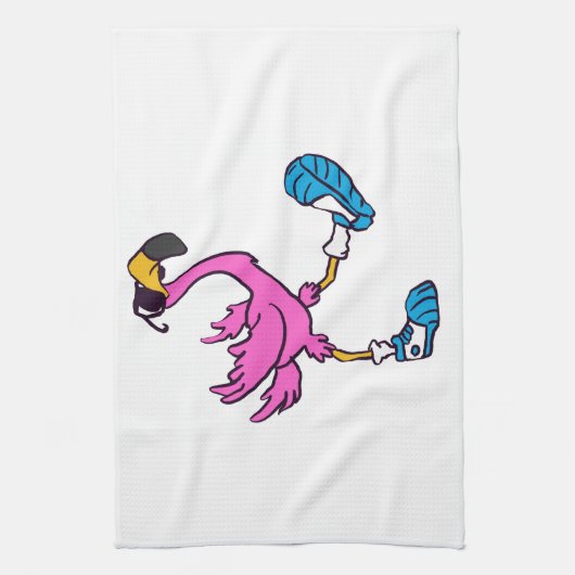 Funny Flamingo met zonnebrillen | Achterkleur kiez Theedoek (Verticaal)