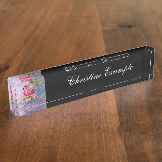 Funny flamingo naambordje (Zijkant)